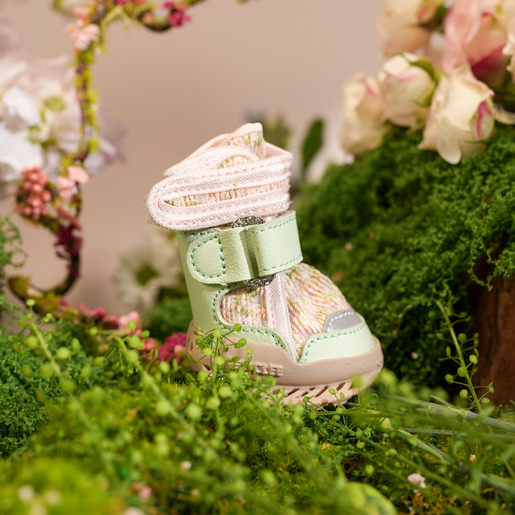 Breathable Dog Shoes – Blooming Meadow — side view in flower garden styling