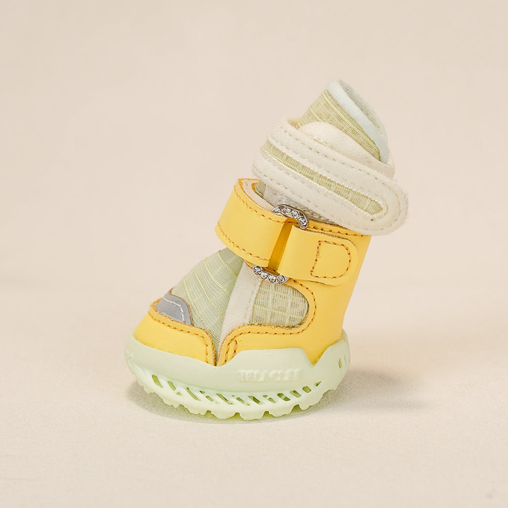 Breathable Dog Shoes – Lemon Fizz Yellow — front view
