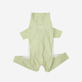 Green mesh four-leg jumpsuit laid flat