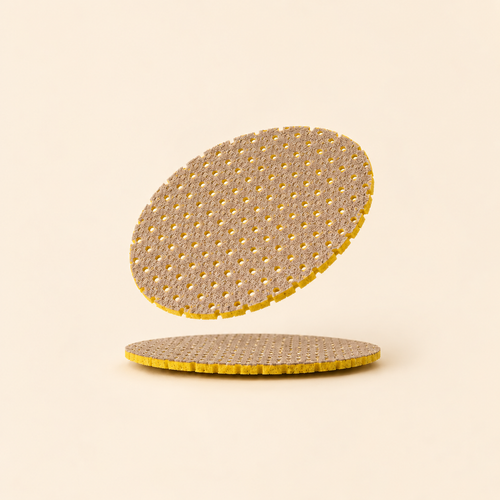 Perforated beige and yellow dog-shoe insoles