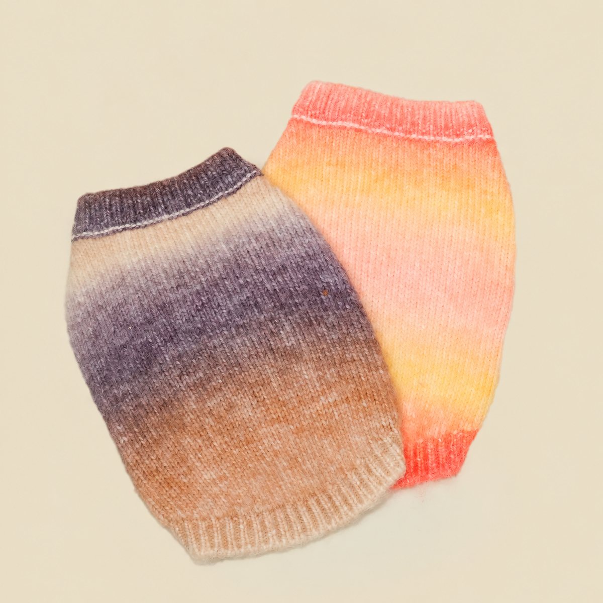 Orange and purple gradient wool-blend dog sweater vests